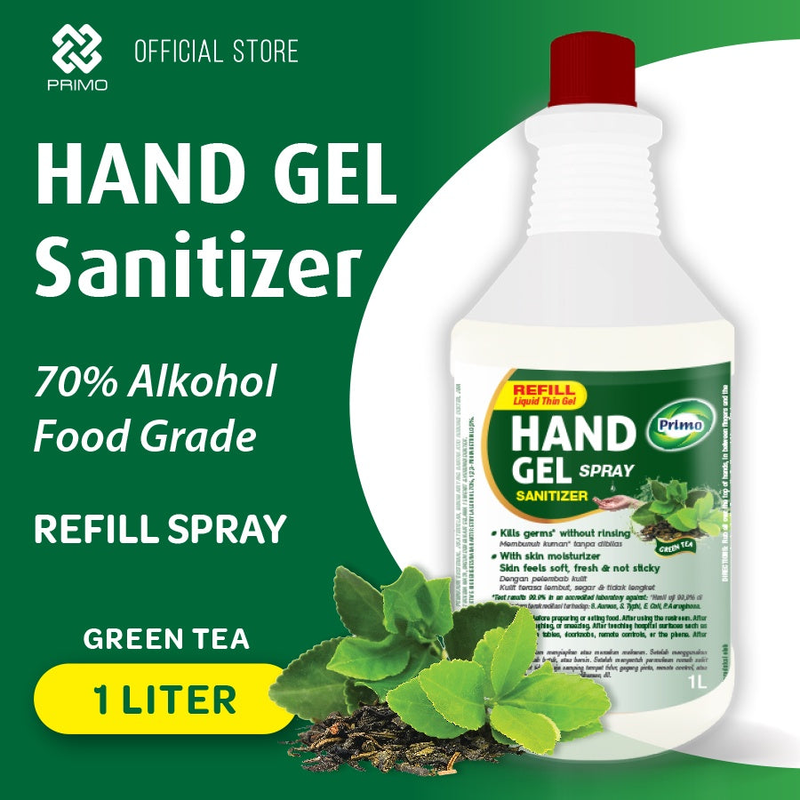 Handgel Sanitizer Liquid Thin Gel Greentea 1L Refill - antiseptik pembersih tangan tanpa bilas