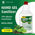 Handgel Sanitizer Liquid Thin Gel Greentea 1L Refill - antiseptik pembersih tangan tanpa bilas