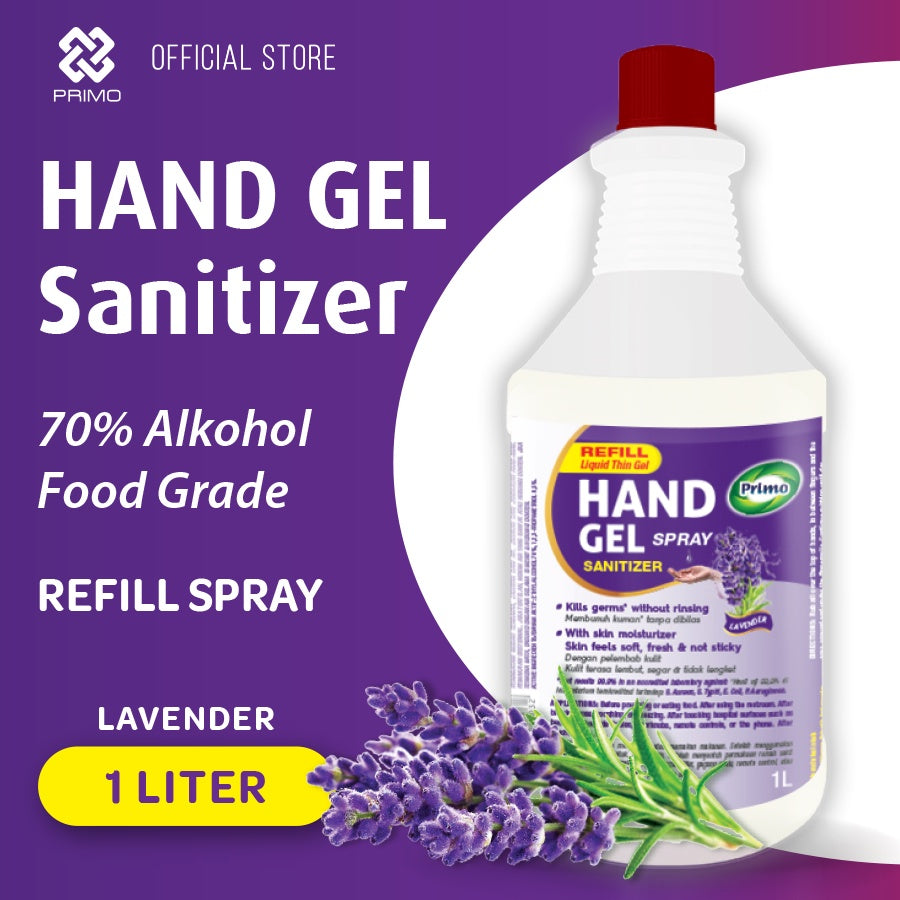 Handgel Sanitizer Liquid Thin Gel Lavender 1L Refill - rinse-free hand antiseptic cleanser
