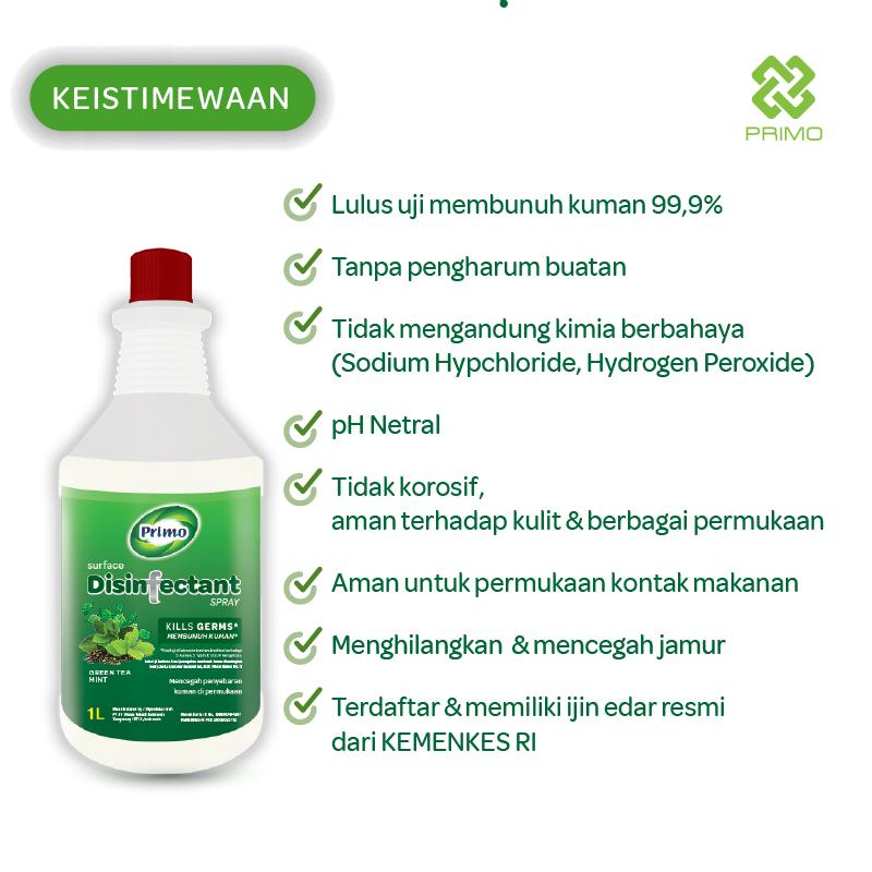 Disinfectant Air Surface Spray Greentea Mint 1L - Non Alkohol