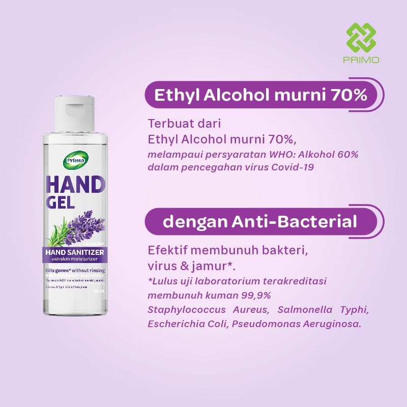 Hand Gel Sanitizer Lavender 60mL - rinse-free hand cleanser antiseptic