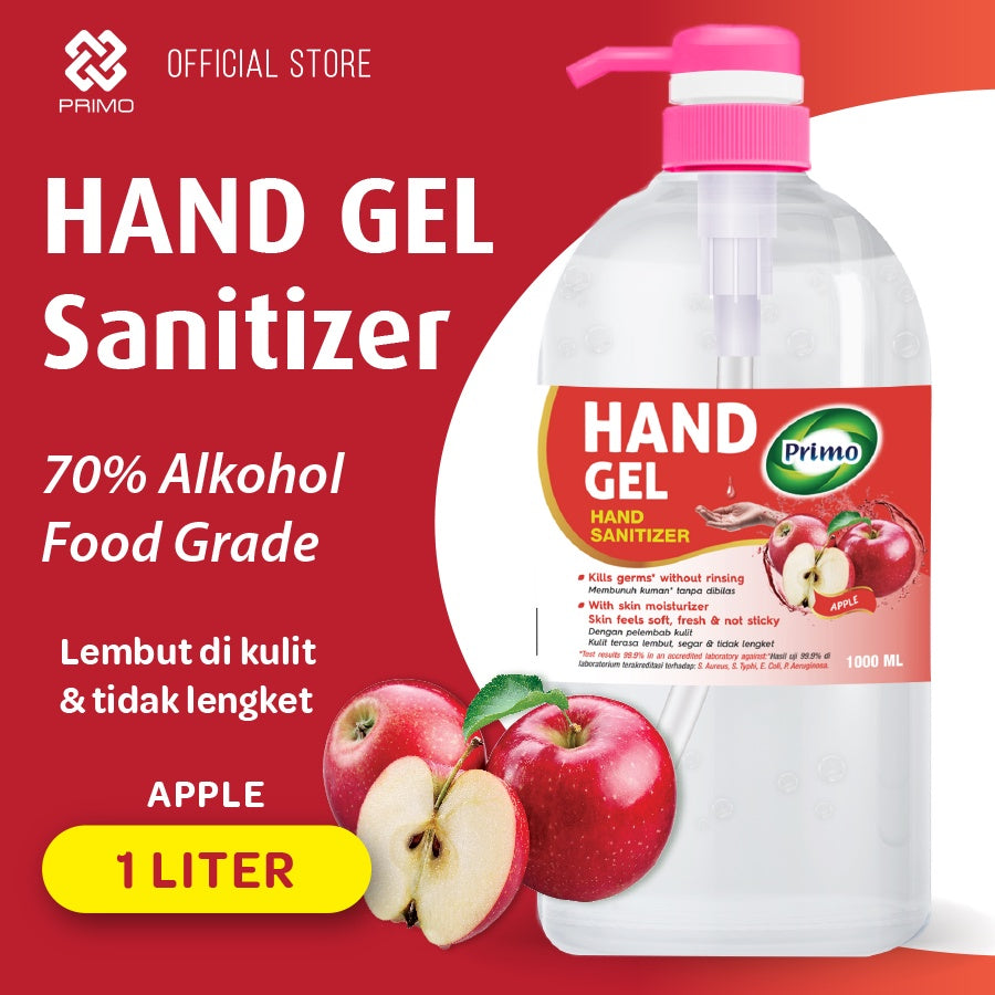 Hand Gel Sanitizer Apple 1L Pump - no-rinse hand cleansing antiseptic