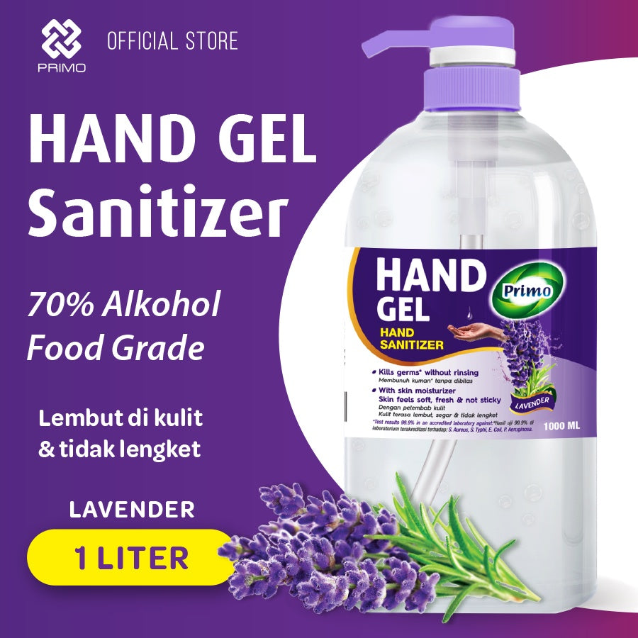 Lavender Hand Gel Sanitizer 1L Pump - rinse-free antiseptic hand cleanser