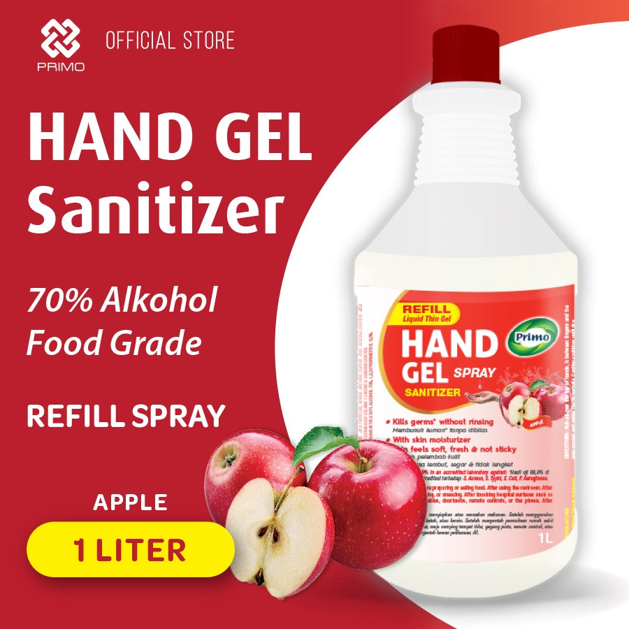 Handgel Sanitizer Liquid Thin Gel Apple 1L Refill - rinse-free hand antiseptic cleanser