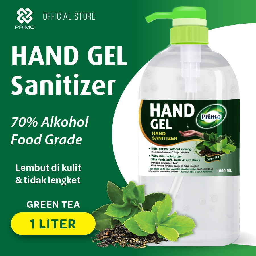 Greentea Hand Gel Sanitizer 1L Pump - rinse-free antiseptic hand cleaner