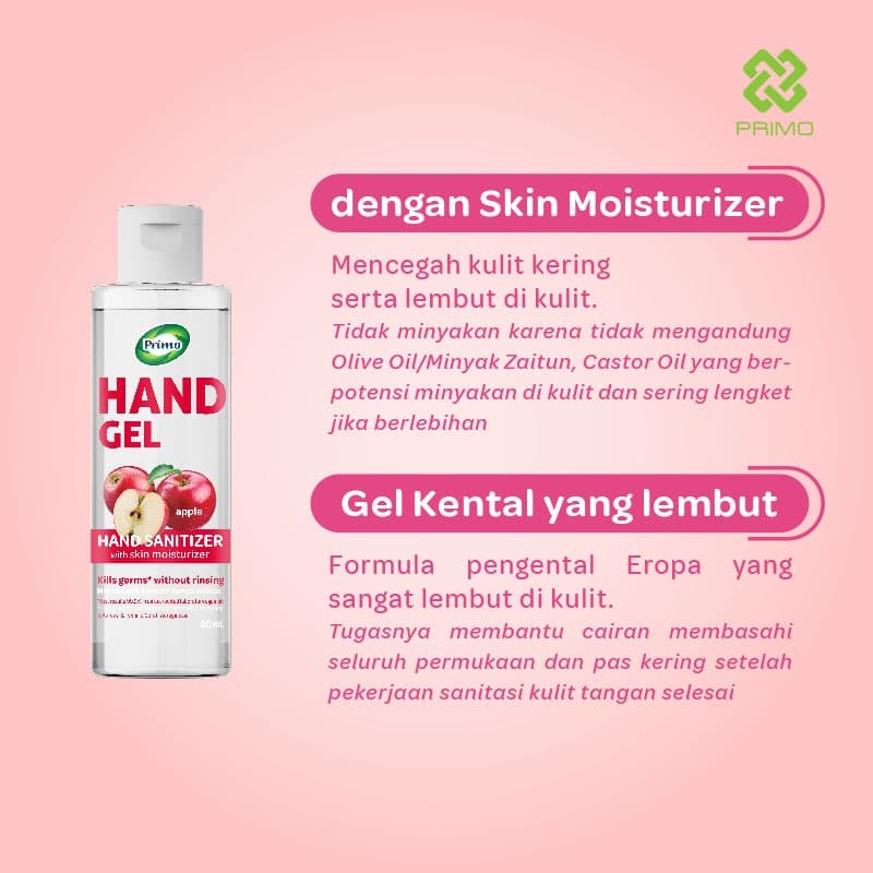 Apple Hand Gel Sanitizer 60mL - rinse-free hand cleanser antiseptic