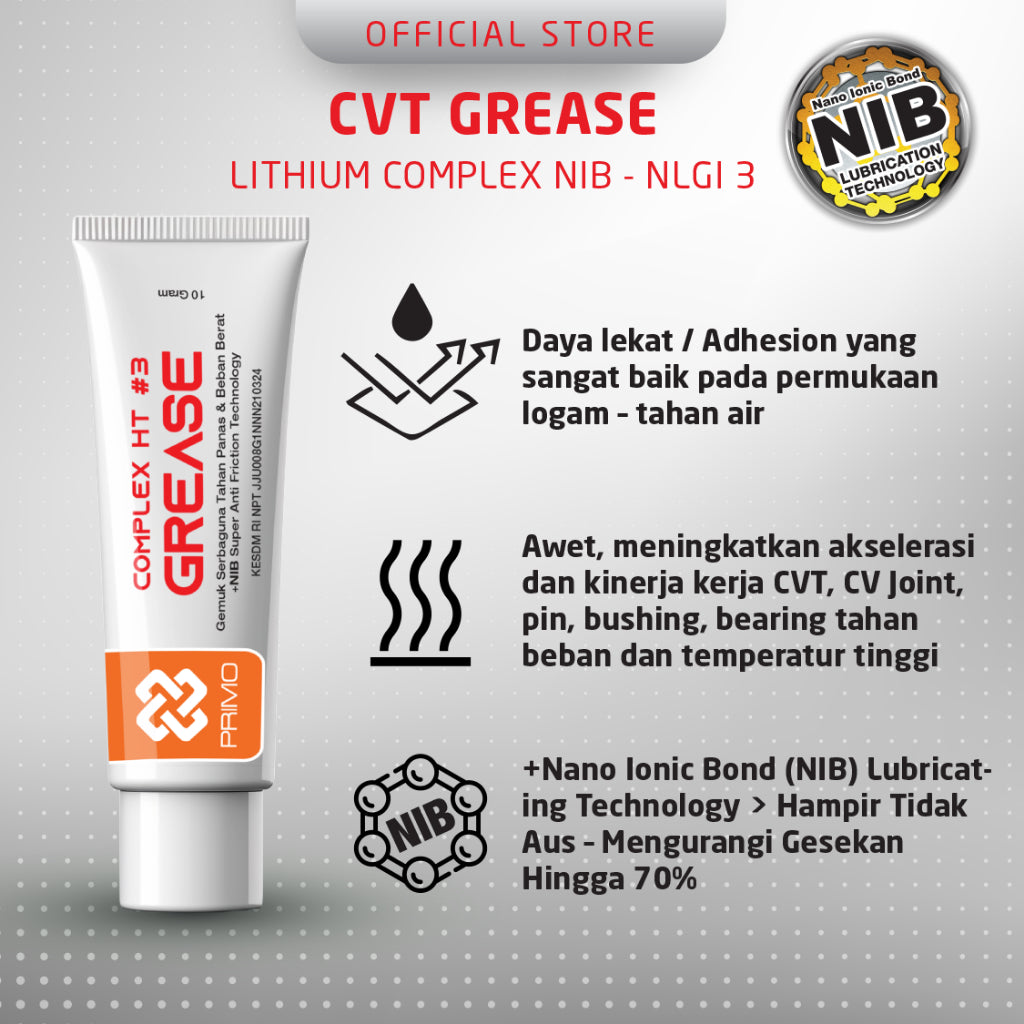 CVT Complex HT#3 RED NIB @10Gr - Super Anti Friction & Wear With NIB (Nano Ionic Bond )