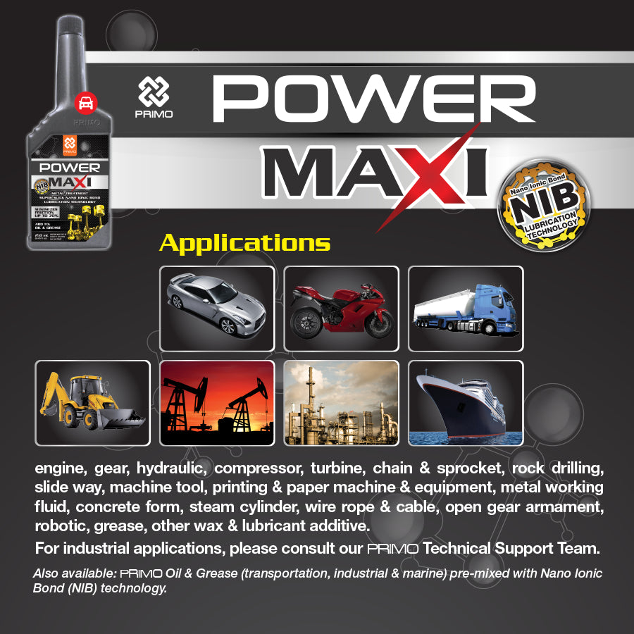 Powermaxi 250mL - Oil Additive / Metal Treatment with NIB (Nano Ionic Bond)