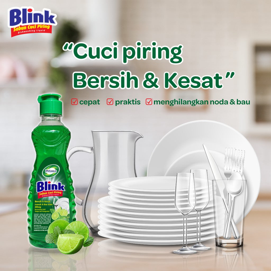 Blink Dishwashing 450mL - Sabun Cuci Piring Jeruk Nipis (Konsentrat Asli, Tanpa Pengental)