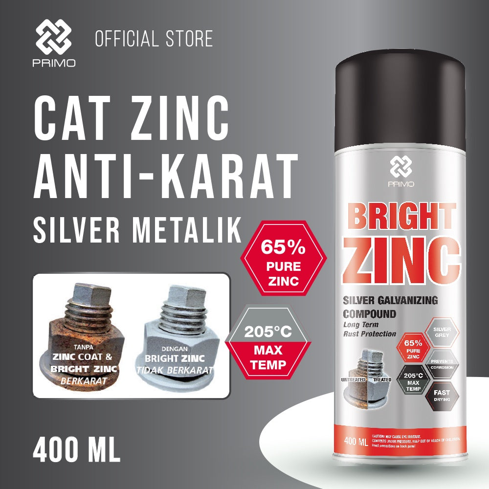 Bright Zinc 400mL - Anti-Rust & Corrosion Paint (Medium Duty - Metallic Silver)