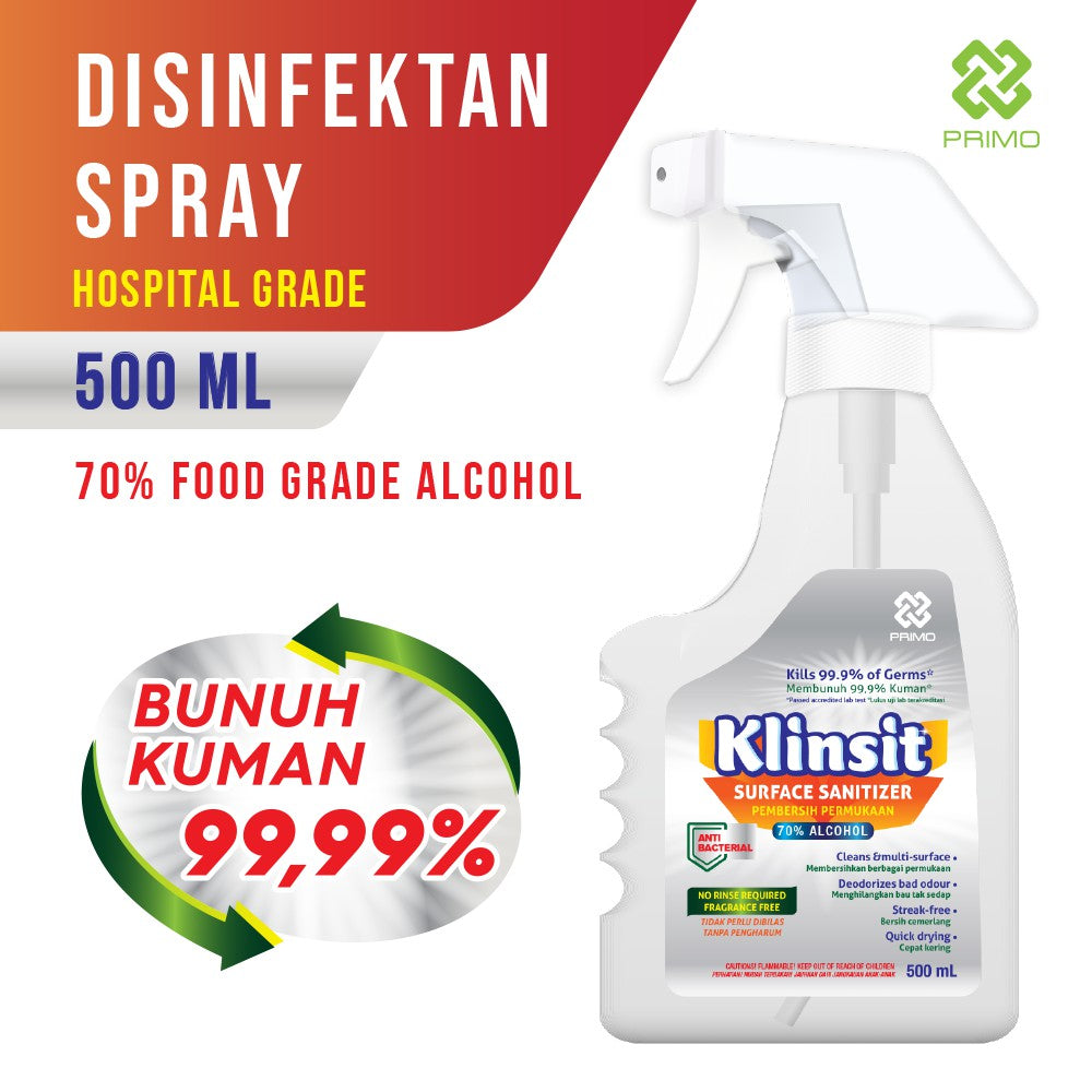 Klinsit Disinfectant Spray 500mL - Alcohol Food Grade 70%