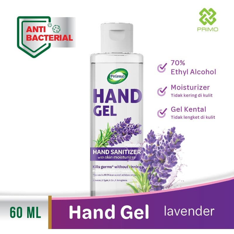 Hand Gel Sanitizer Lavender 60mL - rinse-free hand cleanser antiseptic