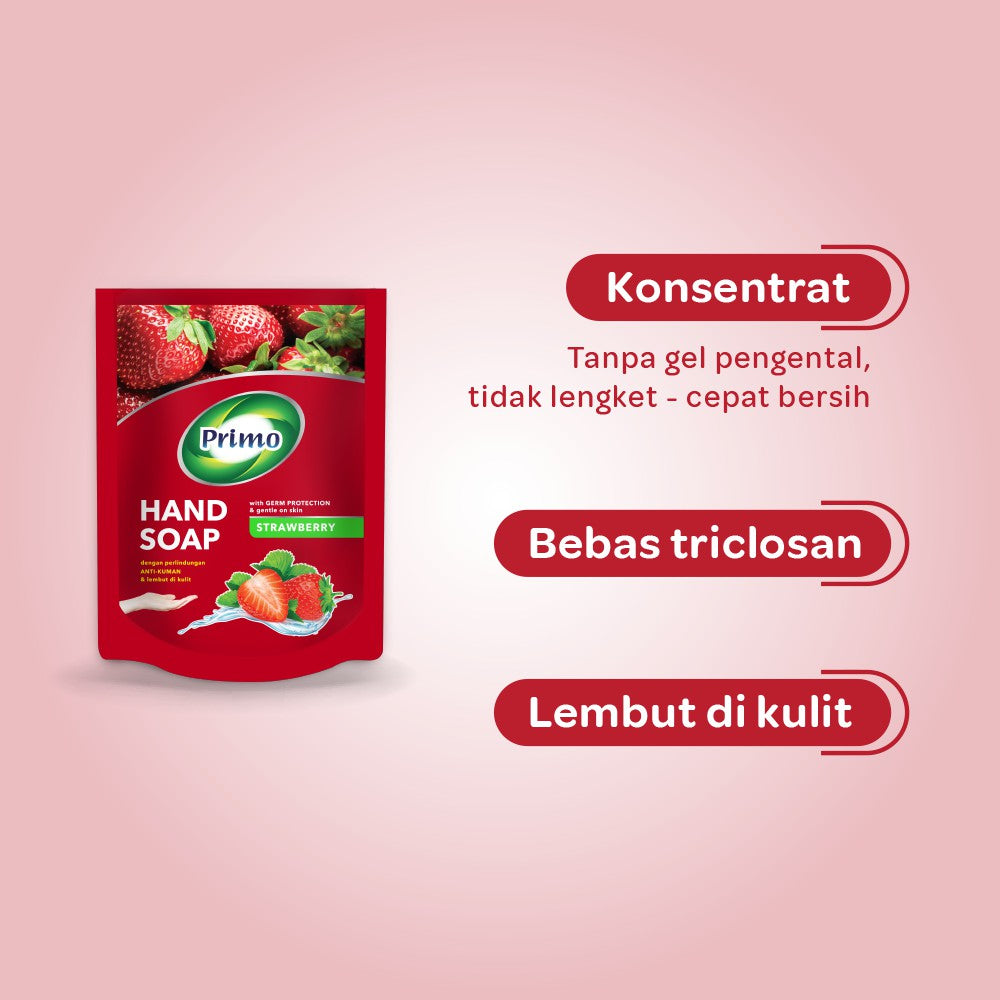 Handsoap Strawberry 12pcs x 400mL -  Sabun Cuci Tangan Anti Bacterial