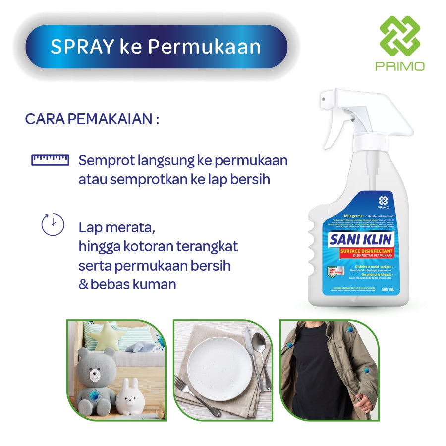 Saniklin Disinfectant Spray 500mL - Pembersih Kulkas Surface Sanitizer Antiseptik