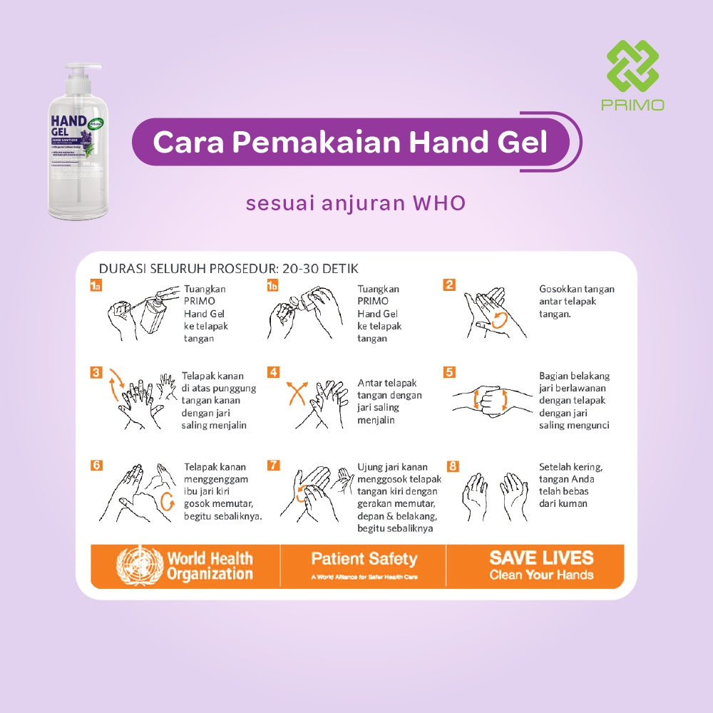 Lavender Hand Gel Sanitizer 500mL - no-rinse hand cleansing antiseptic