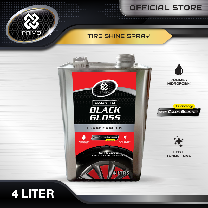 Back to Black Gloss Tire Shine Spray 4L - Pengkilap & Perawatan Ban (Super Gloss, Endurance, Colorless)