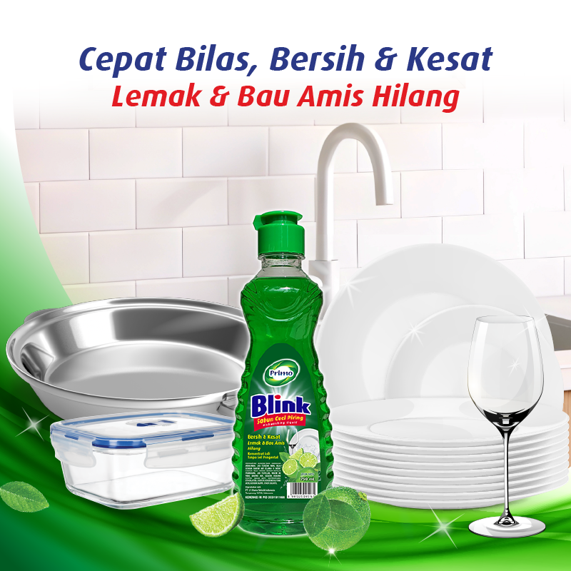 Blink Dishwashing 450mL - Sabun Cuci Piring Jeruk Nipis (Konsentrat Asli, Tanpa Pengental)