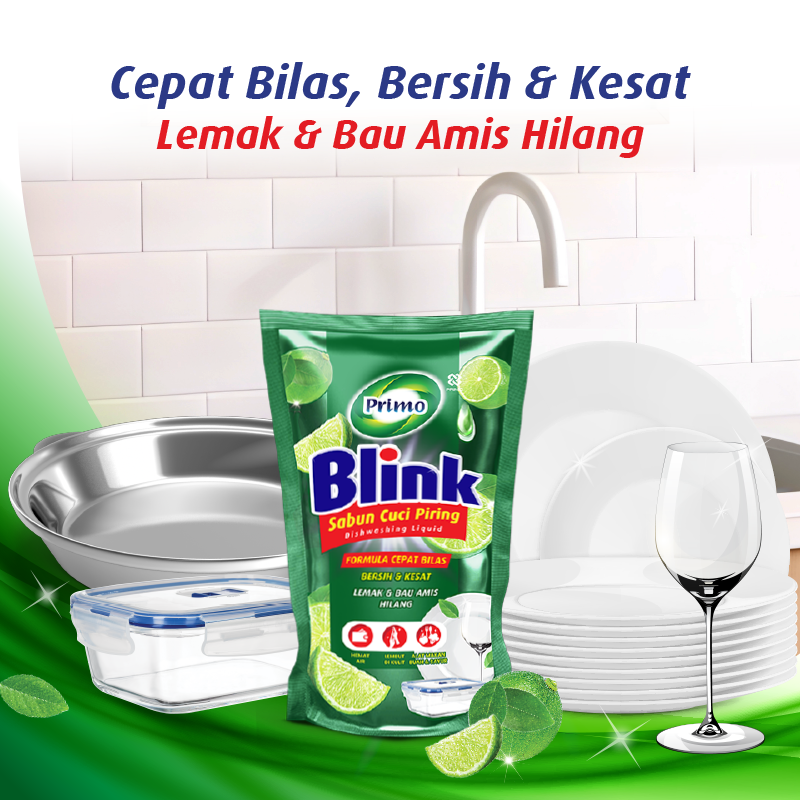 Blink Dishwashing 12pcs x 400mL- Sabun Cuci Piring Jeruk Nipis (Konsentrat Asli, Tanpa Pengental)