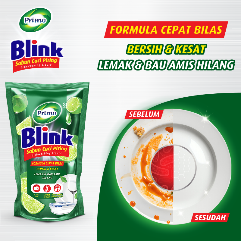 Blink Dishwashing 12pcs x 400mL- Sabun Cuci Piring Jeruk Nipis (Konsentrat Asli, Tanpa Pengental)