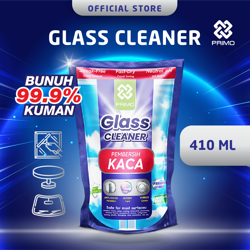 Glass Cleaner 410mL-  Pembersih Kaca Anti Kuman Serbaguna