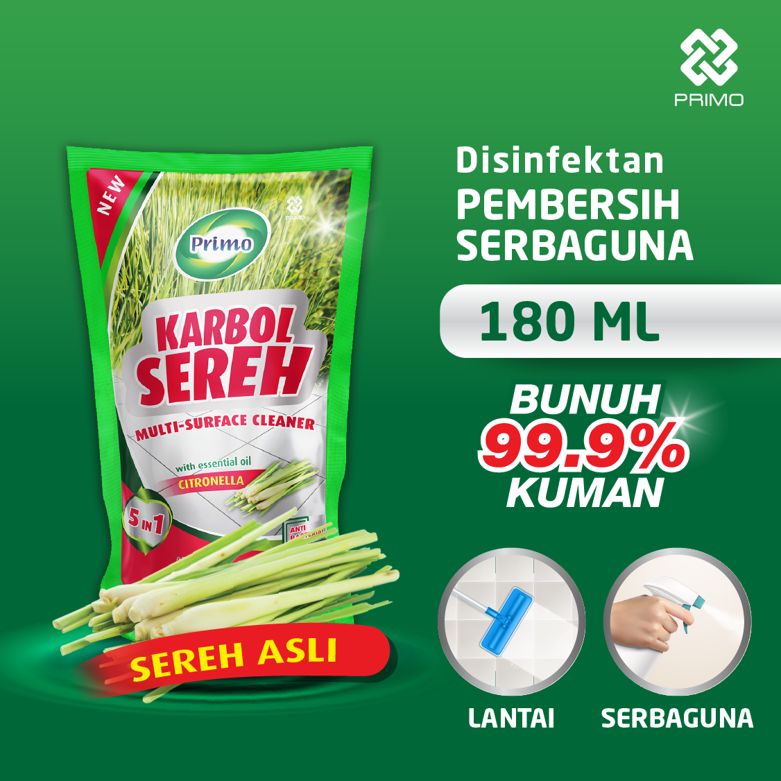 Original Citronella Lemongrass Carbolic Cleaner 180mL - Multipurpose Disinfectant Anti-germ Cleaner