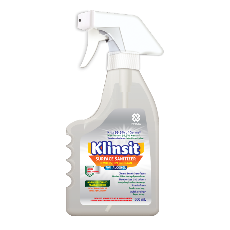 Klinsit Disinfectant Spray 500mL - Food Grade Alcohol 70%