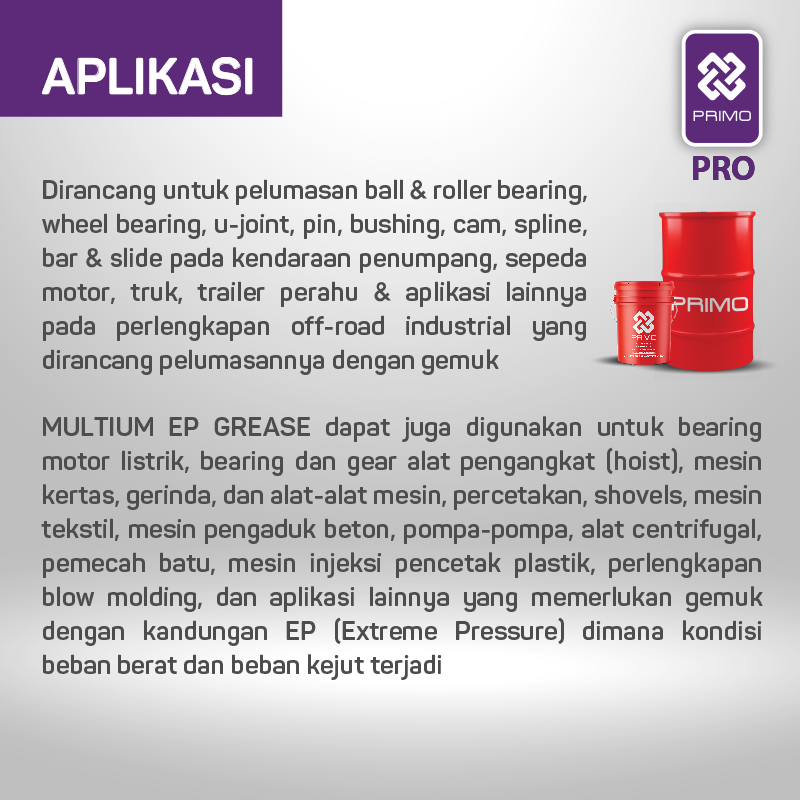 Multium Ep#2 @180Kg - Multipurpose Lithium Extreme Pressure Grease (NLGI 2) , Colour Transparant