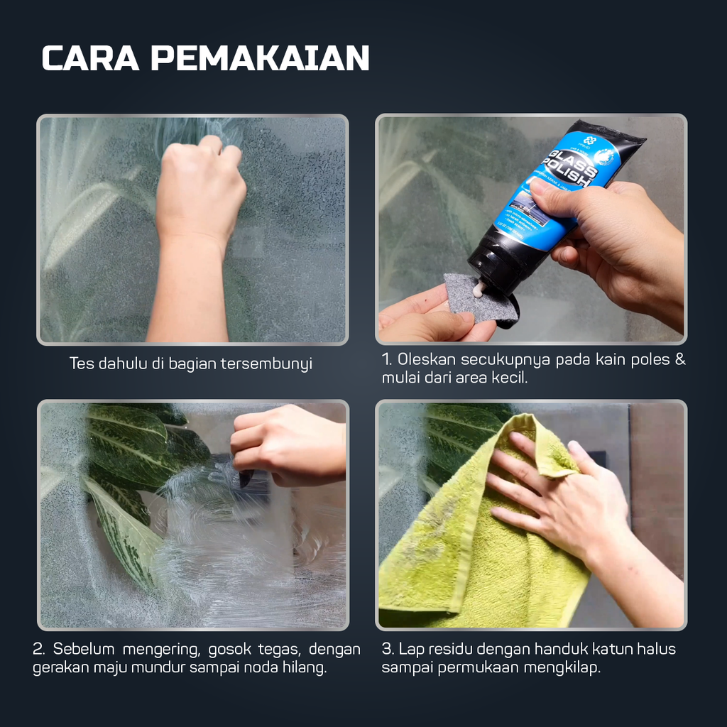 Glass Polish 320gr - Pembersih Kerak Jamur Kaca & Pengkilap Kaca