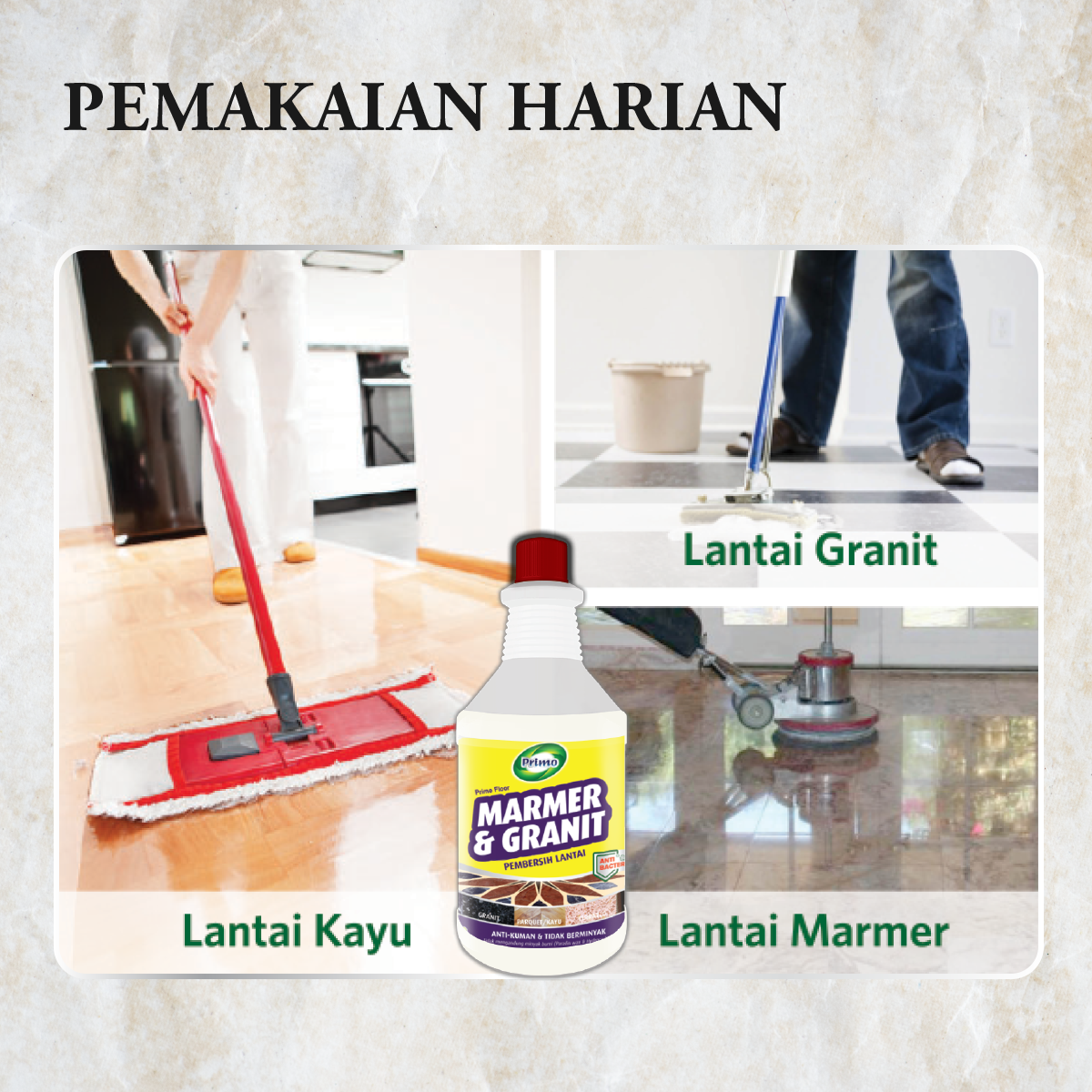 Marble & Granite Cleaner 720mL - Antibacterial Marble, Granite, Parquet Floor Cleaner