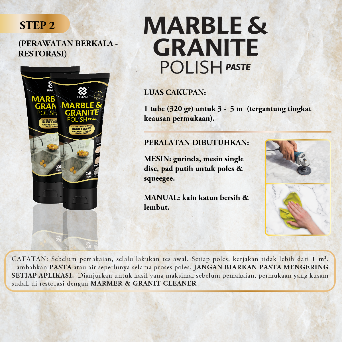 Marble & Granite Polish Paste 320Gr - Ready-to-Use Marble Granite Polisher & Shiner