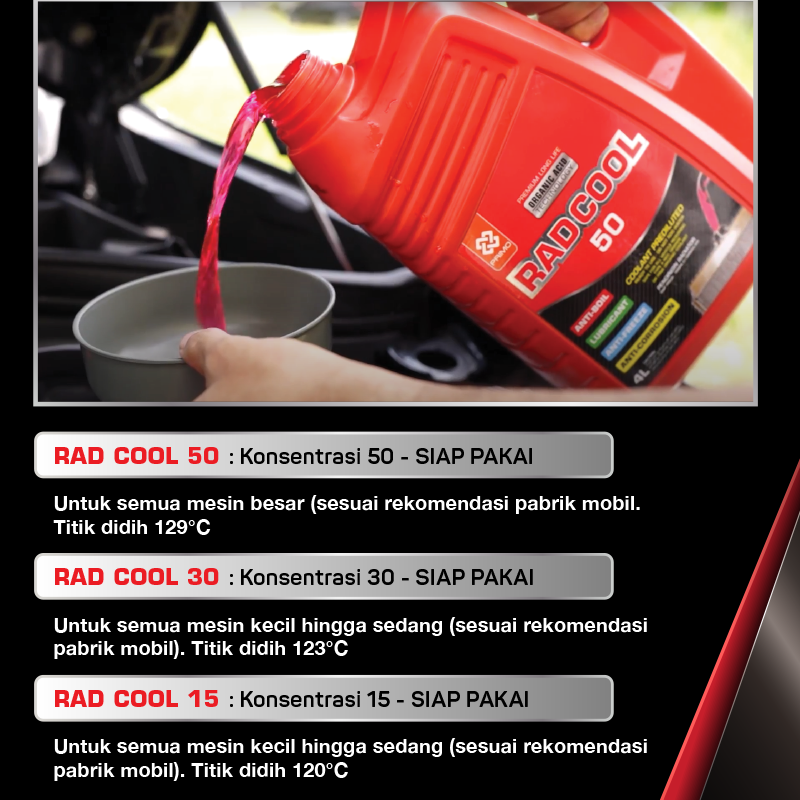 Rad Cool 50 Ready To Use 4L - Pendingin Radiator dengan Organic Acid Technology (OAT)