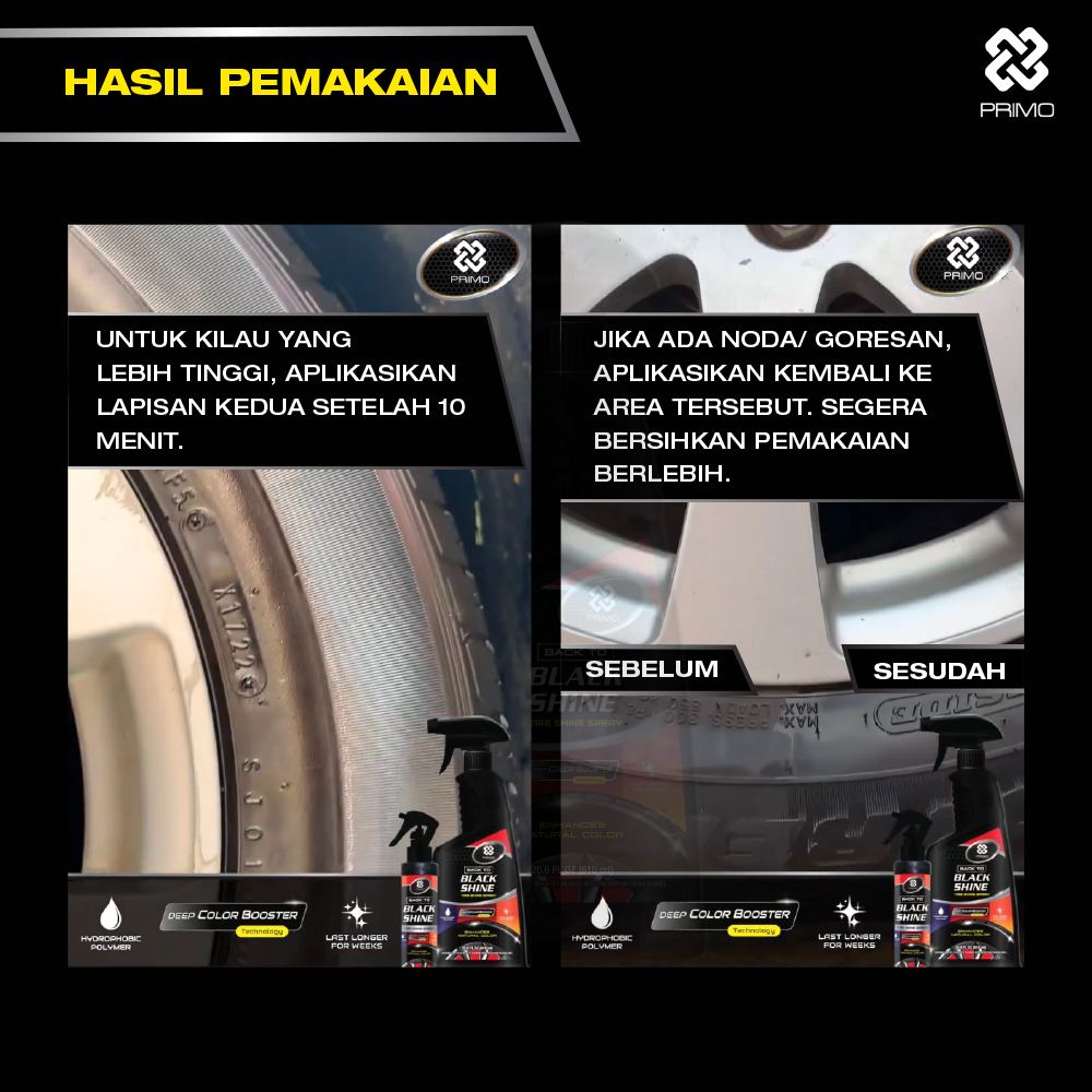 Back To Black Shine Tire Gel 12pcs x 180ml - Pengkilap & Perawatan Penghitam Ban