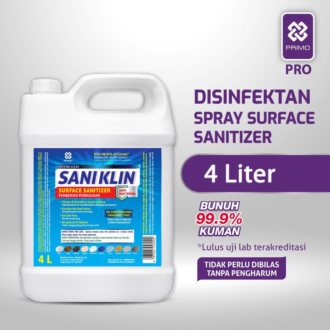 Saniklin Disinfectant Spray 4L - Refrigerator Cleaner Surface Sanitizer Antiseptic