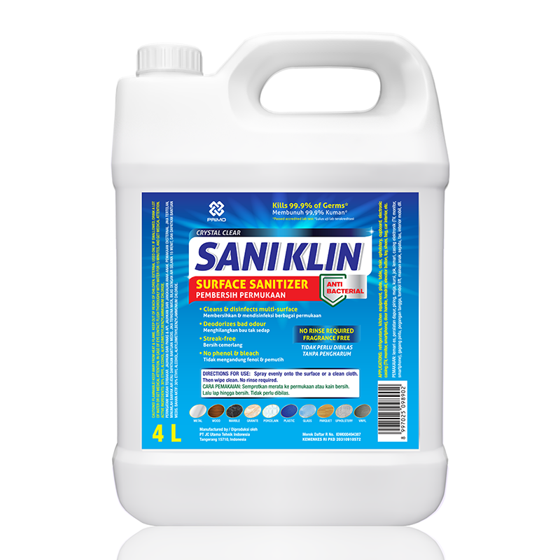 Saniklin Disinfectant Spray 4L - Refrigerator Cleaner Surface Sanitizer Antiseptic