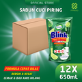 Blink Dishwashing 12pcs x 650mL- Sabun Cuci Piring Jeruk Nipis (Konsentrat Asli, Tanpa Pengental)
