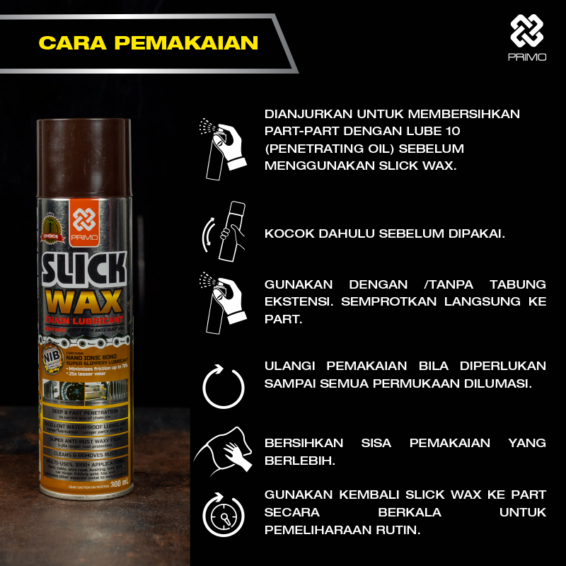Slick Wax 400mL - Pelumas Rantai dengan Lapisan Wax (Chain Lubricant with Nano Ionic Bond/NIB)