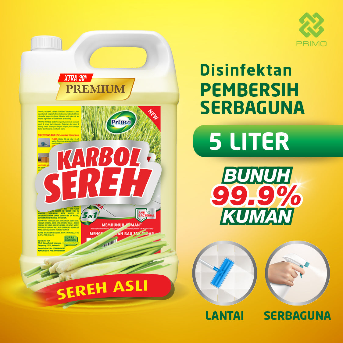 Premium Citronella Carbolic Cleaner 5L - Multi-Purpose Disinfectant Anti-Germ Cleaner