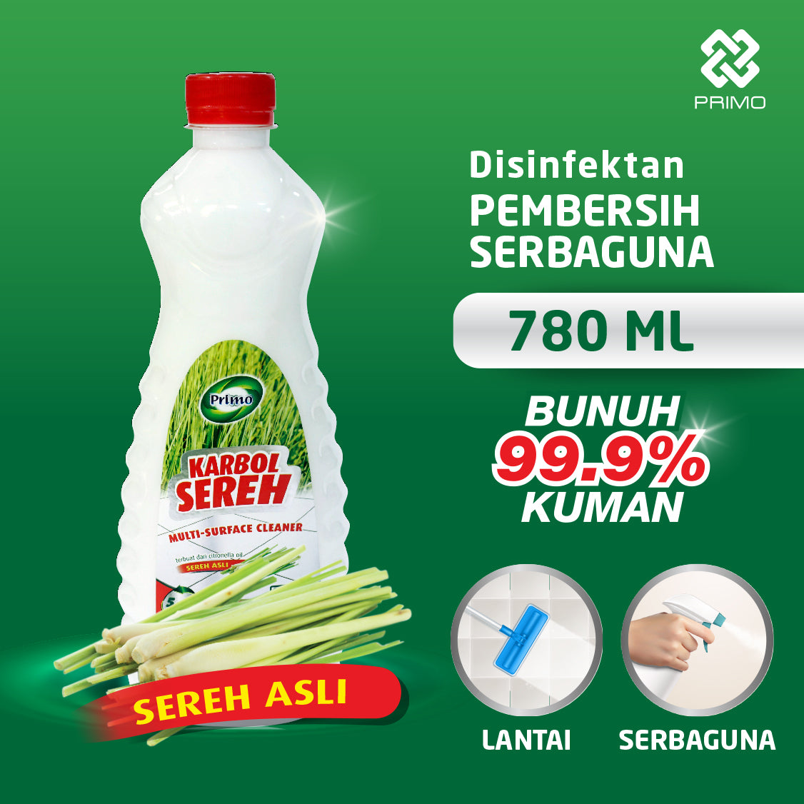 Original Citronella Lemongrass Carbolic Cleaner 780mL - All-Purpose Disinfectant Anti-germ Cleaner