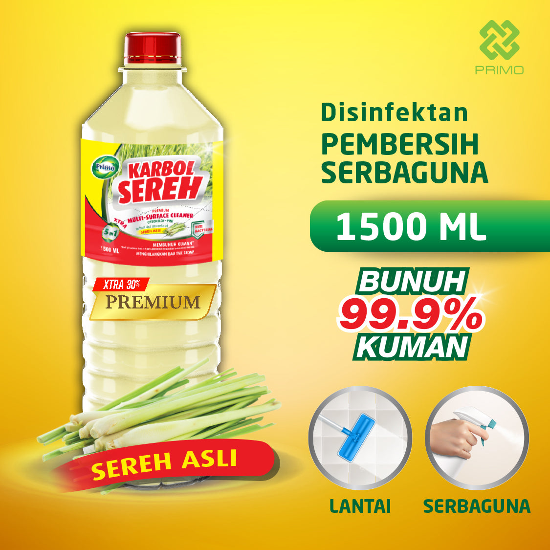 Karbol Sereh Premium Citronella 1500mL - Pembersih Serbaguna Disinfectant Anti Kuman