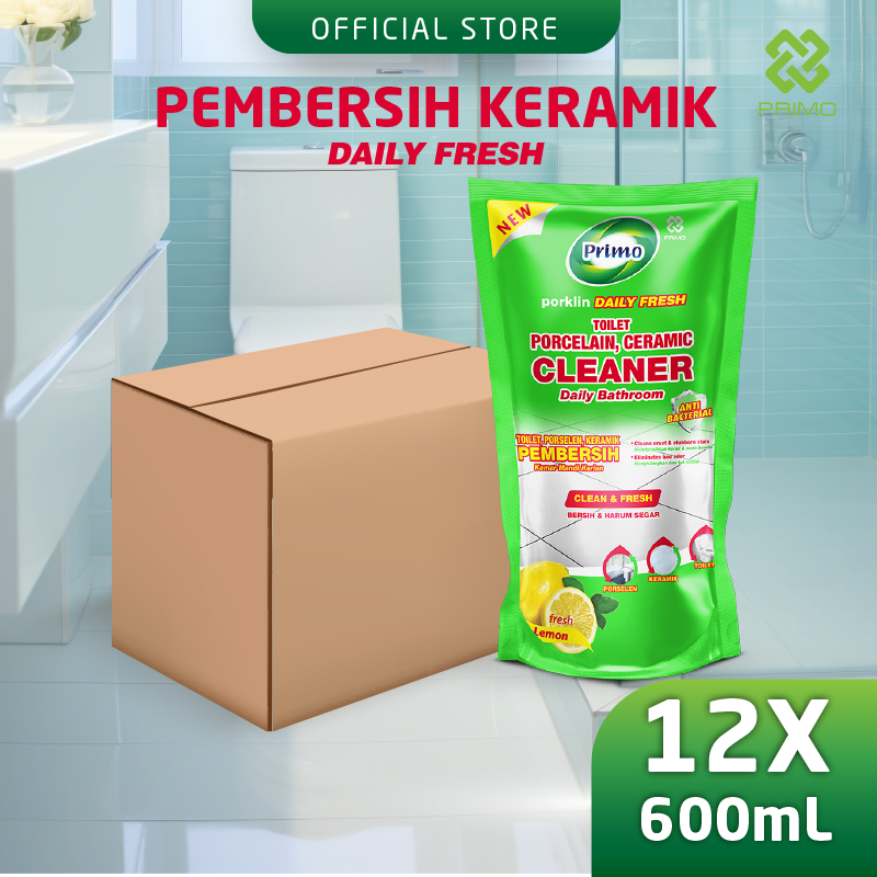 Porklin Daily Fresh 12pcs x 600ml - Pembersih Porselen, Keramik, Kamar Mandi & Toilet