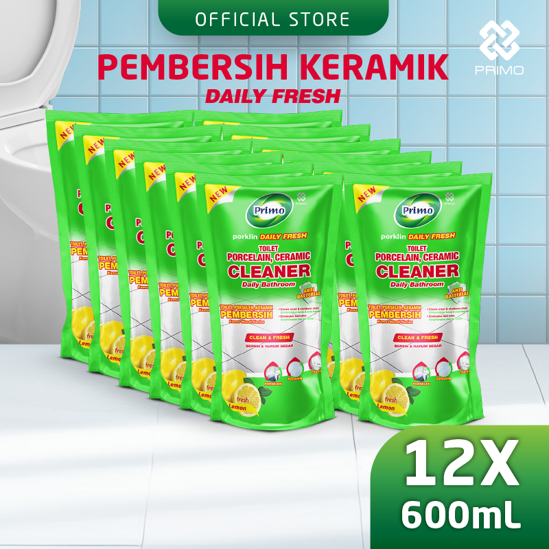 Porklin Daily Fresh 12pcs x 600ml - Pembersih Porselen, Keramik, Kamar Mandi & Toilet