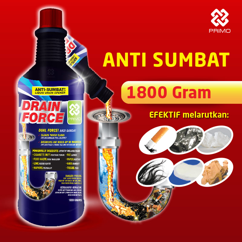 Drain Force 1800gr - Unclogs Clogged Drains