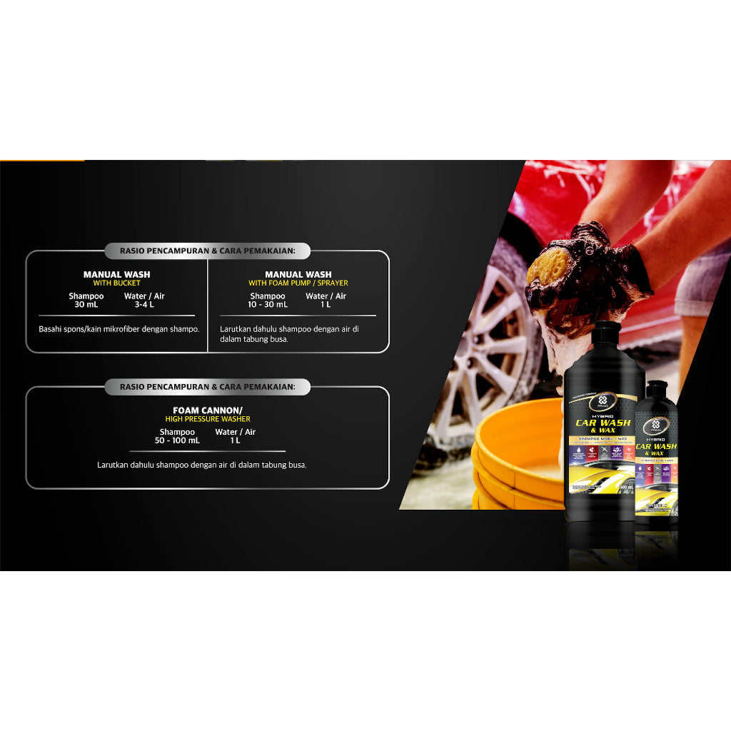 Car Wash & Wax 12pcs x 400ml - Hybrid Car Shampoo With Carnauba Wax
