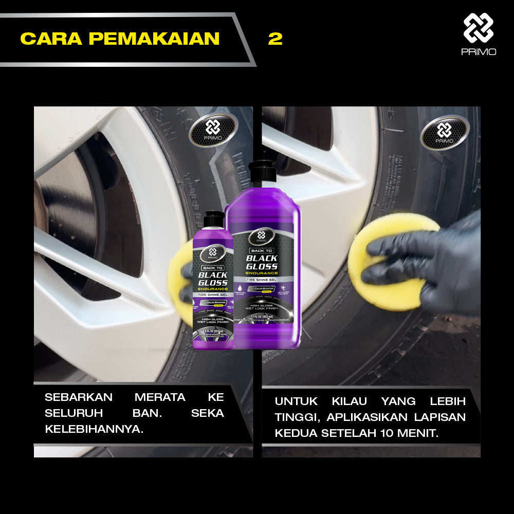 Back to Black Gloss Endurance Tire Shine Gel 251 mL - Pengkilap & Perawatan Ban (Super Gloss, Long Lasting, Colorless)