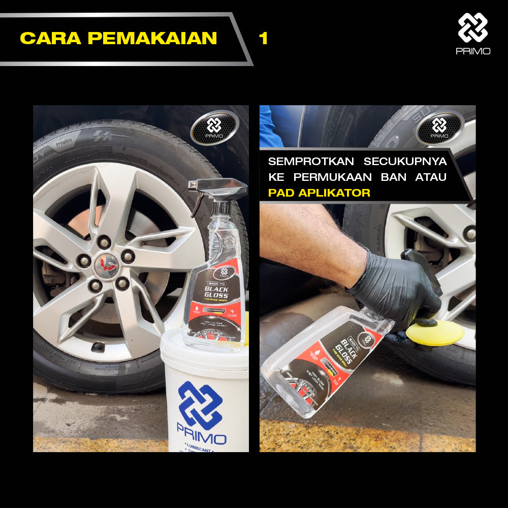 Back to Black Gloss Tire Shine Spray 251mL - Pengkilap & Perawatan Ban (Super Gloss, Endurance, Colorless)