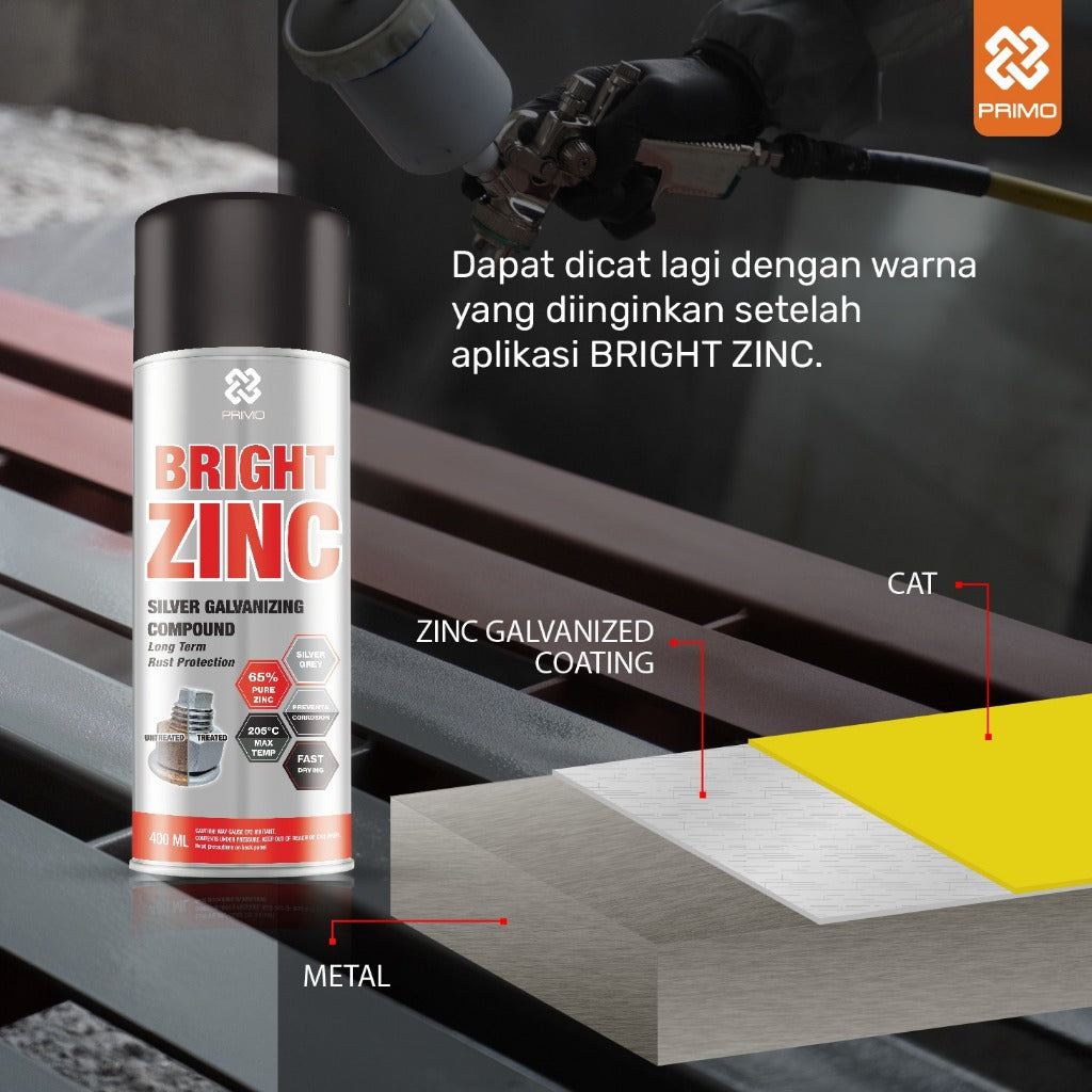 Bright Zinc 400mL - Anti-Rust & Corrosion Paint (Medium Duty - Metallic Silver)