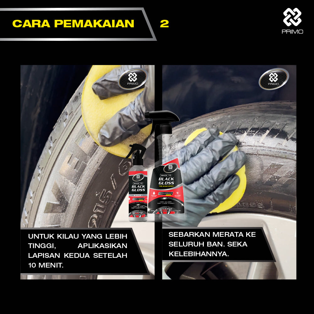 Back to Black Gloss Tire Shine Spray 251mL - Pengkilap & Perawatan Ban (Super Gloss, Endurance, Colorless)