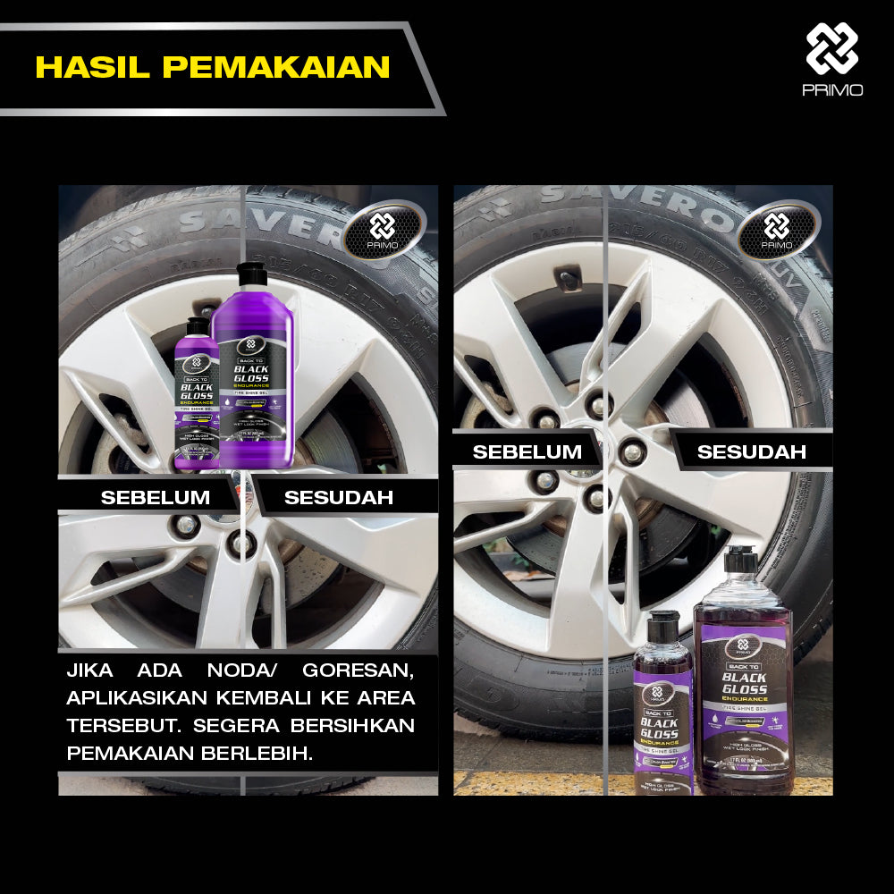 Back to Black Gloss Endurance Tire Shine Gel 251 mL - Pengkilap & Perawatan Ban (Super Gloss, Long Lasting, Colorless)