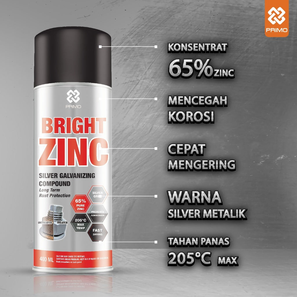 Bright Zinc 400mL - Anti-Rust & Corrosion Paint (Medium Duty - Metallic Silver)