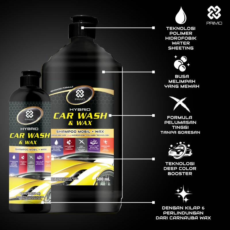 Car Wash & Wax 12pcs x 400ml - Hybrid Car Shampoo With Carnauba Wax